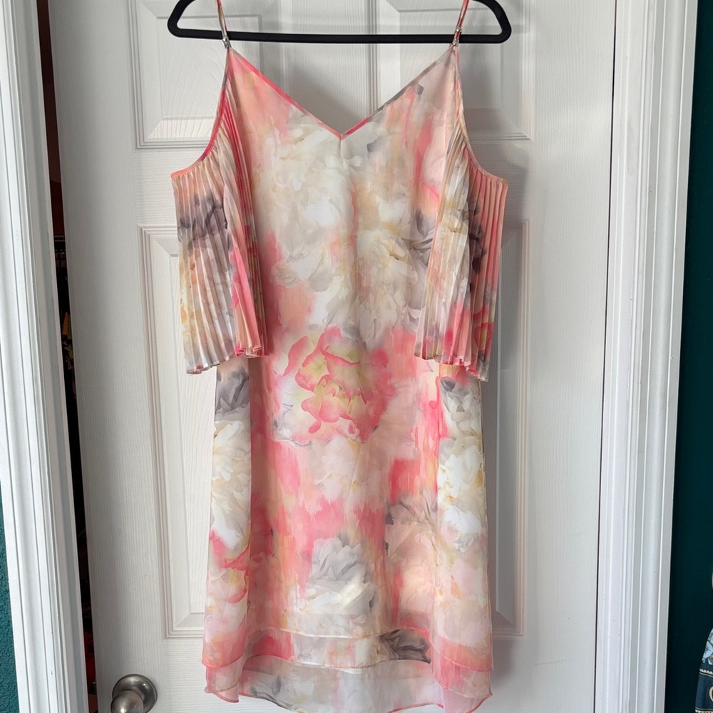 White House Black Market Floral Pink and Cream Dress